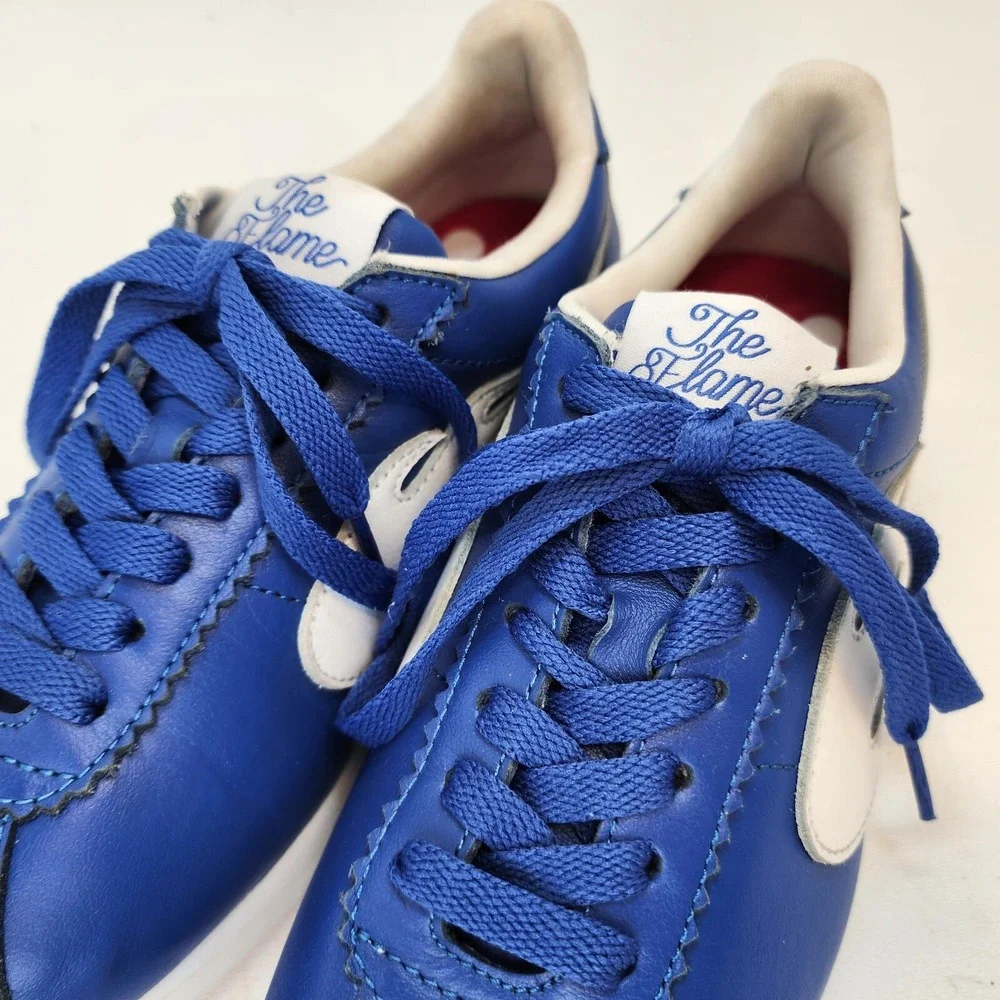 Mens Size 6 YG 4Hunnid The Flame Blue White Red Flame Design Sole Sneakers